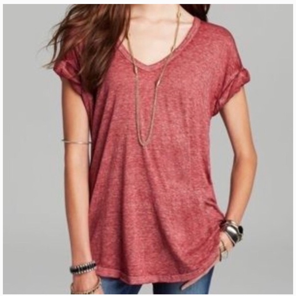 Free People Beach Red Burnout Tee Size S